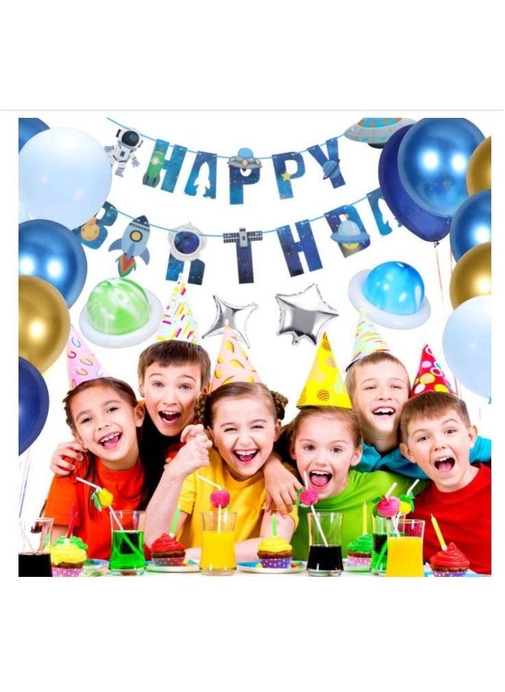 Generic - JUST STAR 58PCS outer space party balloons, birthday party decorations, space theme supplies, astronaut balloons, happy birthday banners, space party supplies - Image 1