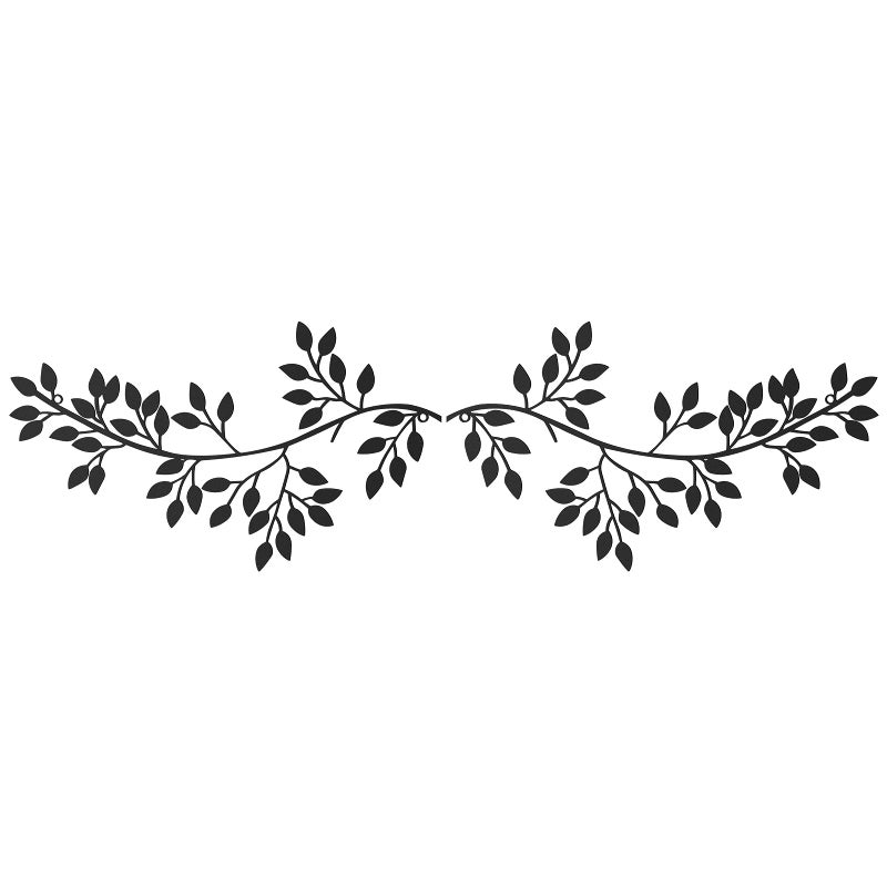 Hotop Hotop 2 Pieces Metal Tree Leaf Wall Decor Vine Olive Branch Leaf Wall Art Wrought Iron Scroll Sculptures Above the Bed Living Room Outdoor Decoration BlackClassic Style 