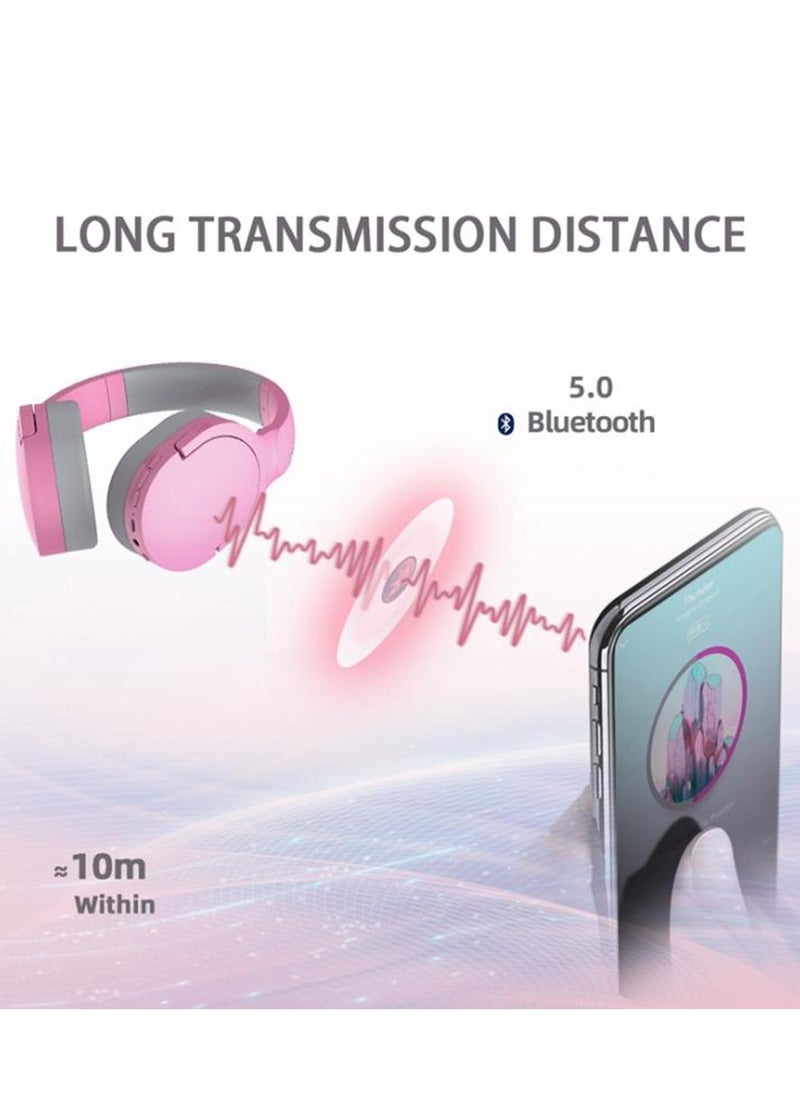 Somic - Wired and Wireless gaming headset SC2000 , Pink stylish headphones noise cancelling headphones built-in 3.5mm audio interface with inbuilt microphone for music , supports ATPX, HIFI class sound quality enjoyment, the sound quality is very good, it is soft comfortable and stable to wear , folding design for easy storage - Image 1