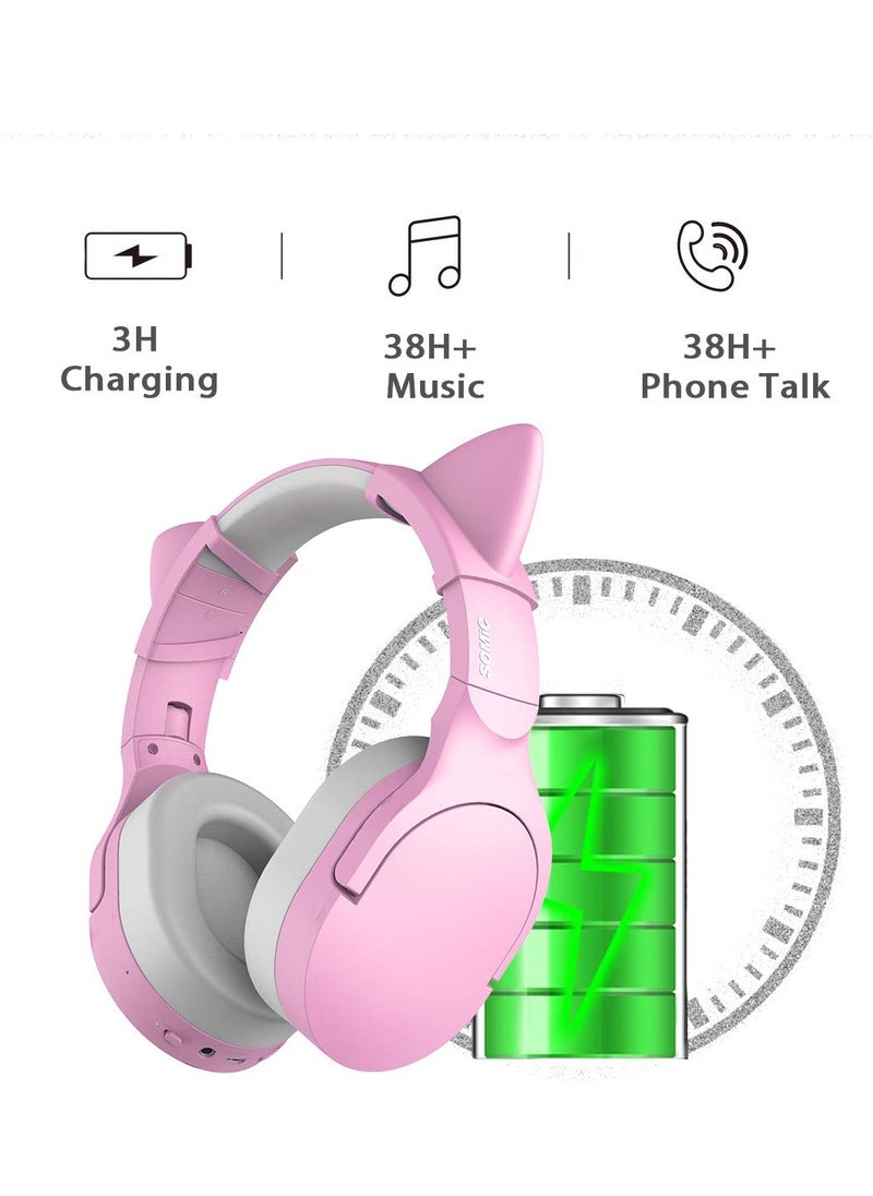 Somic - Wired and Wireless gaming headset SC2000 , Pink stylish headphones noise cancelling headphones built-in 3.5mm audio interface with inbuilt microphone for music , supports ATPX, HIFI class sound quality enjoyment, the sound quality is very good, it is soft comfortable and stable to wear , folding design for easy storage - Image 1