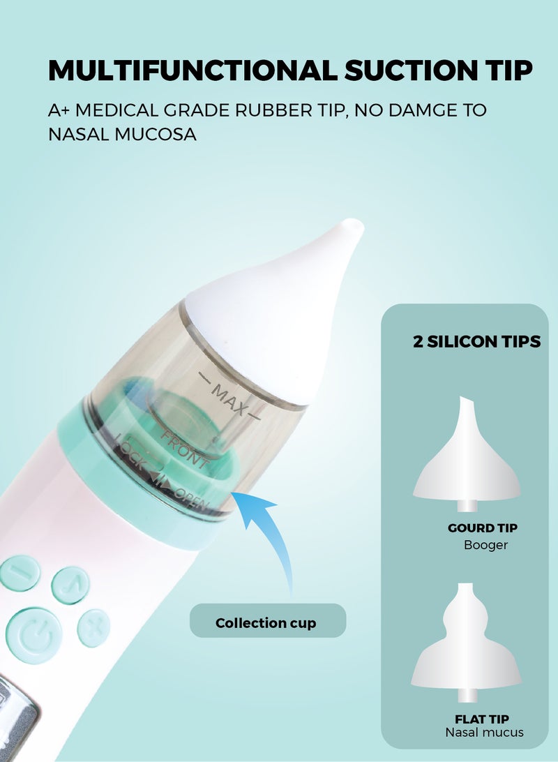 Zenito Electric Nasal Aspirator - Gentle & Effective Suction - Electric Nasal Aspirator Baby,Portable Baby Nasal Aspirator,Baby Nose Suckers Automatic Nose Cleaner with 2 Silicone Tips, Adjustable Suction 3 Level, Music and Light Soothing Function, Anti-Backflow - Image 3