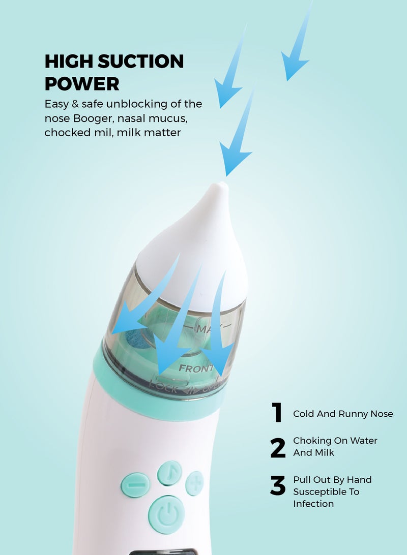 Zenito Electric Nasal Aspirator - Gentle & Effective Suction - Electric Nasal Aspirator Baby,Portable Baby Nasal Aspirator,Baby Nose Suckers Automatic Nose Cleaner with 2 Silicone Tips, Adjustable Suction 3 Level, Music and Light Soothing Function, Anti-Backflow - Image 4