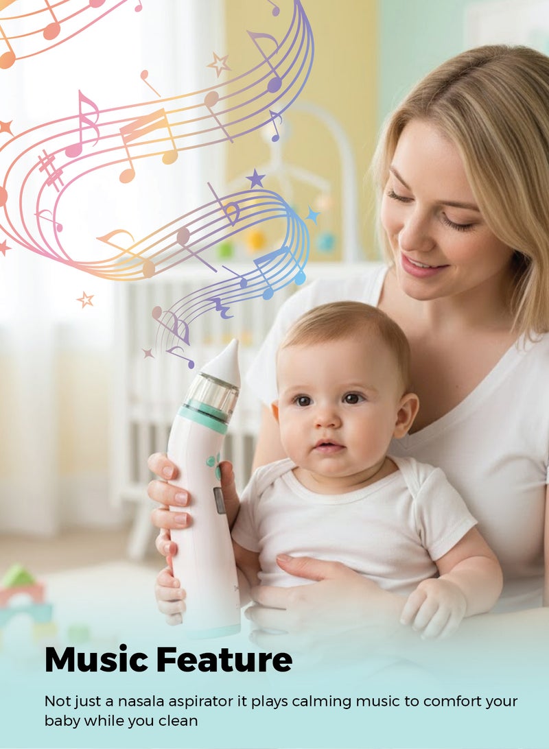 Zenito Electric Nasal Aspirator - Gentle & Effective Suction - Electric Nasal Aspirator Baby,Portable Baby Nasal Aspirator,Baby Nose Suckers Automatic Nose Cleaner with 2 Silicone Tips, Adjustable Suction 3 Level, Music and Light Soothing Function, Anti-Backflow - Image 2