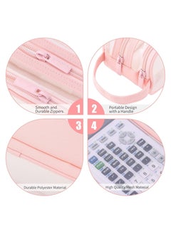 Generic Large Grid Mesh Pencil Case 2 Compartment Pen Bag Clear Handheld Multifunction Pencil Pouch Transparent Makeup Bag for Teen Student College Business Travel Office Adult - Pink  - Image 5