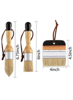 BOAO 3 Pieces Chalk and Wax Paint Brushes Bristle Stencil Brushes for Wood Furniture Home Decor, Including Flat Pointed and Round Chalked Paint Brushes  - Image 2