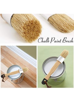 BOAO 3 Pieces Chalk and Wax Paint Brushes Bristle Stencil Brushes for Wood Furniture Home Decor, Including Flat Pointed and Round Chalked Paint Brushes  - Image 4