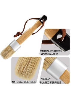 BOAO 3 Pieces Chalk and Wax Paint Brushes Bristle Stencil Brushes for Wood Furniture Home Decor, Including Flat Pointed and Round Chalked Paint Brushes  - Image 3