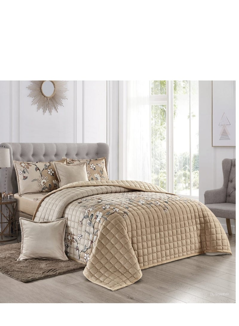 مون طقم لحاف شتوي مشجر نفرين مخمل ناعم نظام 6 قطع حشوه مضغوط مقاس اللحاف 240x220 سم