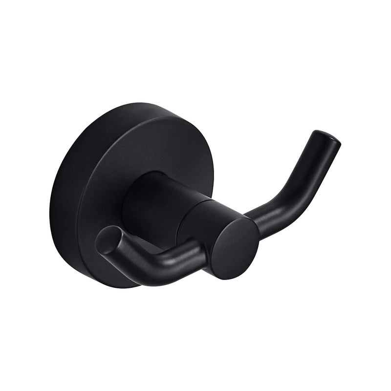 MARMOLUX ACC Black Bathroom Hooks for Towels Modern Black Hooks Double Robe Towel Hooks Ideal as Bathroom Towel Holder Shower Wall Kitchen Hand Towel Holder Shower Hook