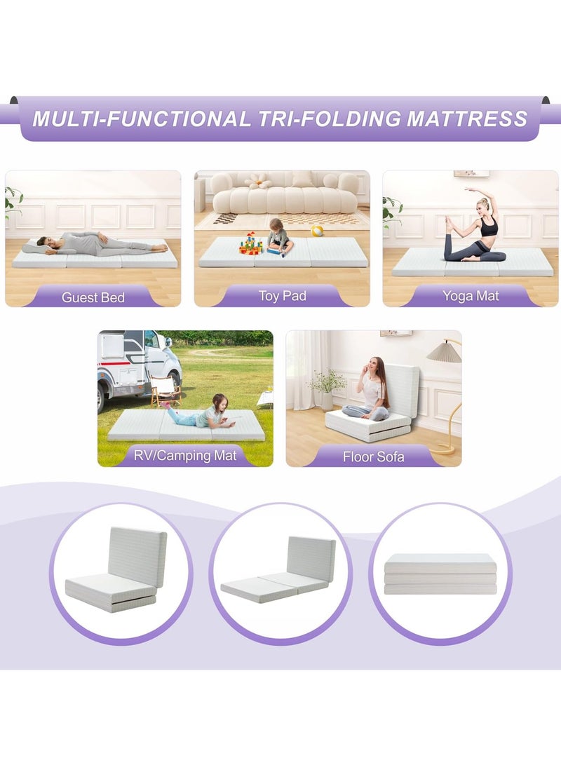 Comfy مرتبة مريحة من الساتان الأبيض مقاس 180 × 90 × 10 سم قابلة للطي من الإسفنج الناعم للاستخدام اليومي - Image 1