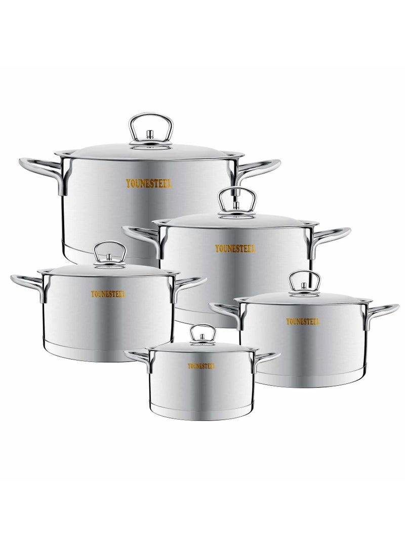 Younesteel - Younesteel Stainless Steel Pots Set Of 10 - Image 1