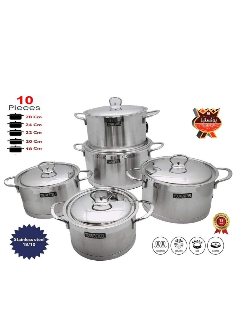 Younesteel - Younesteel Stainless Steel Pots Set Of 10 - Image 1
