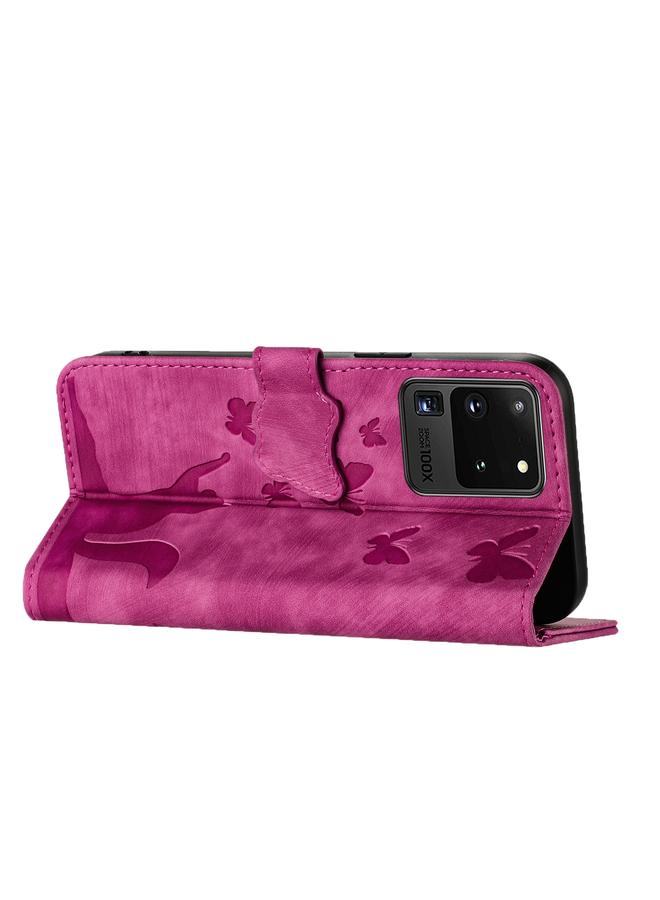 اس-توب جراب لهاتف Samsung Galaxy S20 Ultra مصنوع من الجلد بتصميم فراشة وقطط - Image 5