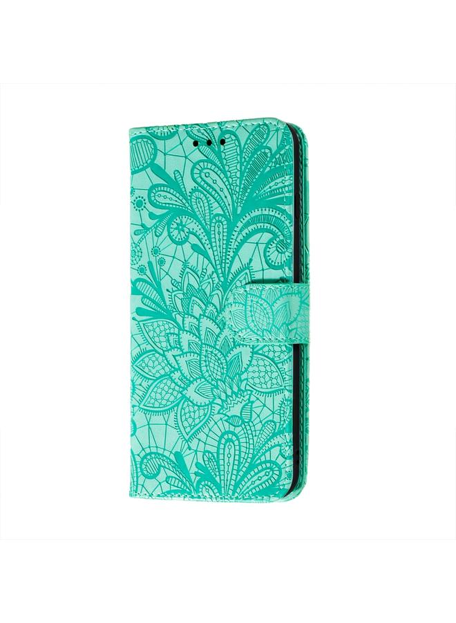 اس-توب جراب لهاتف Nokia 5.4، جراب جلدي أفقي قابل للطي بنقش زهور الدانتيل مع حامل وفتحات للبطاقات ومحفظة وإطار للصور - Image 2