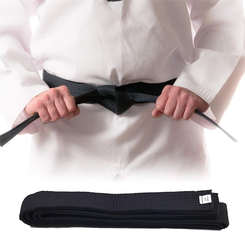 KRISMYA KRISMYA Black Karate Belt,1 Pack Taekwondo Judo Solid Rank Karate Martial Arts Belts (280 CM/110.2 in)  - Image 4