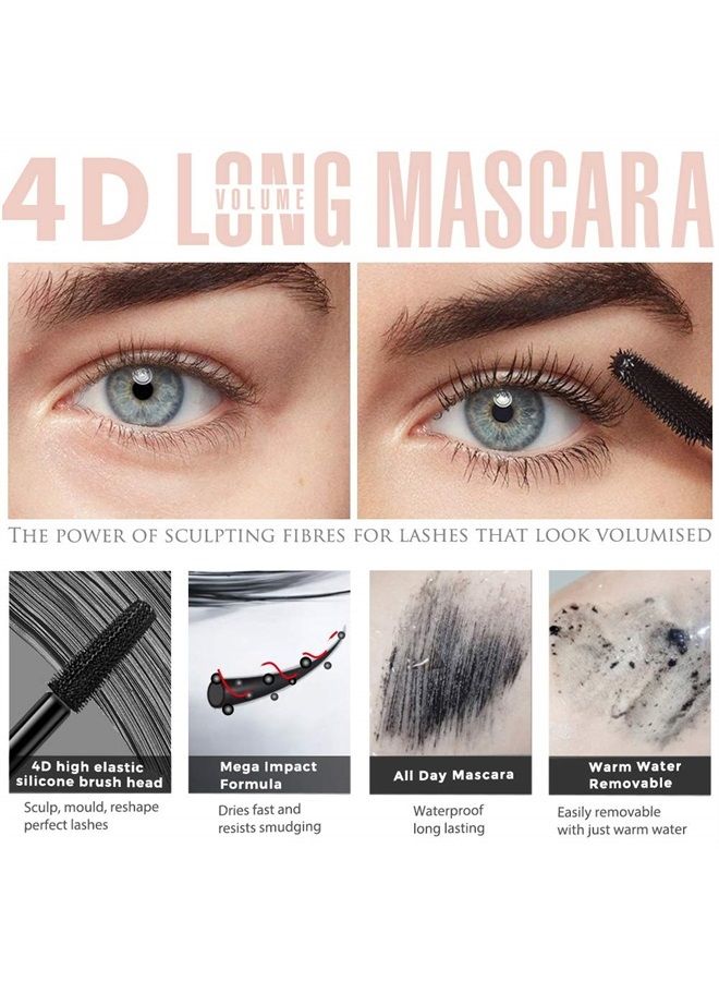 FGHJ 4D Silk Fiber Lash Mascara, Waterproof Long Lasting Mascara Black Volume and Length Natural, Exquisitely Full, Lengthening Thickening Softer Fuller Lashes Amplify Smudge-Proof Eyelash Mascara,1 Pack - Image 3