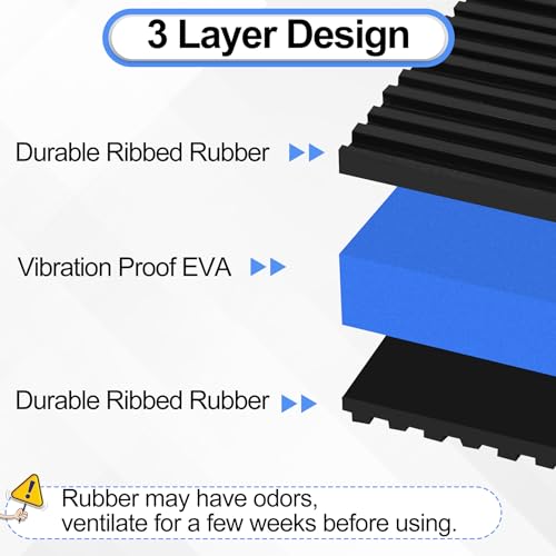 phepetroll 4P Anti Vibration Pads 4'' X 4'' X 7/8" Sound Isolation Ribbed Rubber Mats With EVA Center, Heavy Duty Vibration Isolation Pads for Air Compressos, Conditioner, Treadmill, HVAC Washer Dryer - Image 3