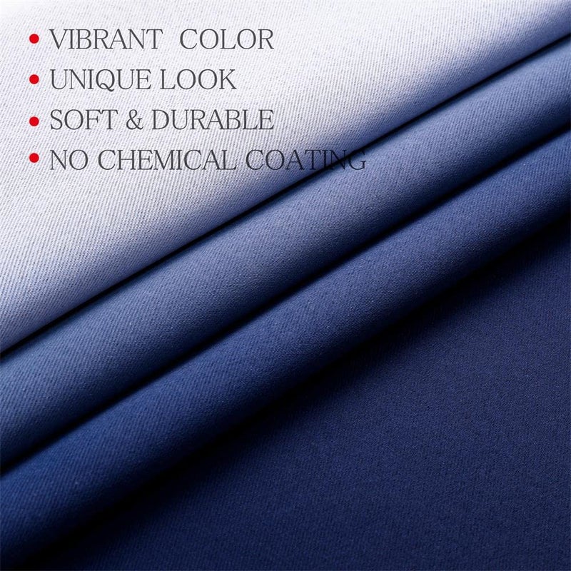 MIUCO Blackout Curtains & Drapes for Bedroom Living Room 84 Inches Long Navy Blue and White Room Darkening Ombre Curtains Rod Pocket & Back Tab Curtains Thermal Insulated Light Blocking 2 Panels Set - Image 5
