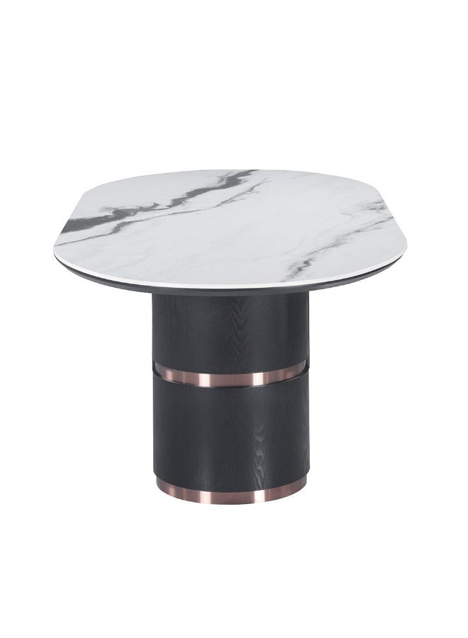 DANUBE HOME Tokishi 1+8 Sintered Stone Top Dining Set | 9-Piece Comfortable Dining Set | Kitchen Dining Table With 8 Dining Chairs | Modern Design Furniture For Dining Room - White/Brown - Image 4