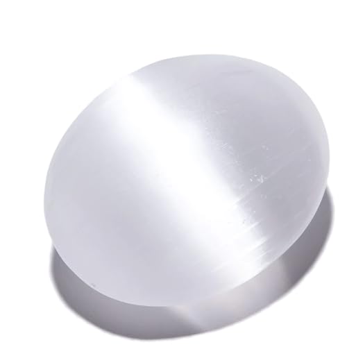 KALIFANO Selenite Palm Stone with Healing & Calming Effects - High Energy Selenita Satin Spar Worry Stone Used for Cleansing and Protection (Information Card Included) - Image 1