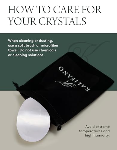 KALIFANO Selenite Palm Stone with Healing & Calming Effects - High Energy Selenita Satin Spar Worry Stone Used for Cleansing and Protection (Information Card Included) - Image 5