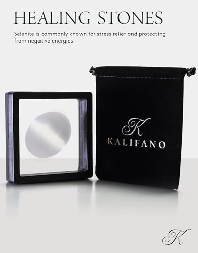 KALIFANO Selenite Palm Stone with Healing & Calming Effects - High Energy Selenita Satin Spar Worry Stone Used for Cleansing and Protection (Information Card Included) - Image 2