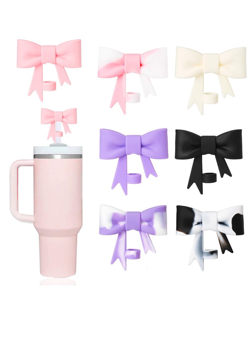 SYOSI أغطية قش جميلة على شكل ربطة عنق لأكواب ستانلي سعة 30/40 أونصة، أغطية قش سيليكون قابلة لإعادة الاستخدام، واقيات نصائح القش لأبعاد 10 مم، ملحقات مثالية لأكواب ستانلي الخاصة بك (7 قطع) - Image 1