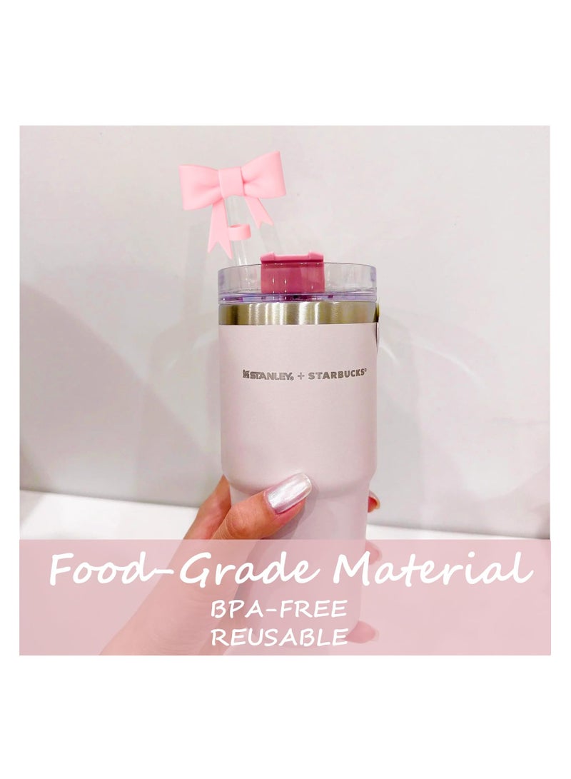 SYOSI أغطية قش جميلة على شكل ربطة عنق لأكواب ستانلي سعة 30/40 أونصة، أغطية قش سيليكون قابلة لإعادة الاستخدام، واقيات نصائح القش لأبعاد 10 مم، ملحقات مثالية لأكواب ستانلي الخاصة بك (7 قطع) - Image 2