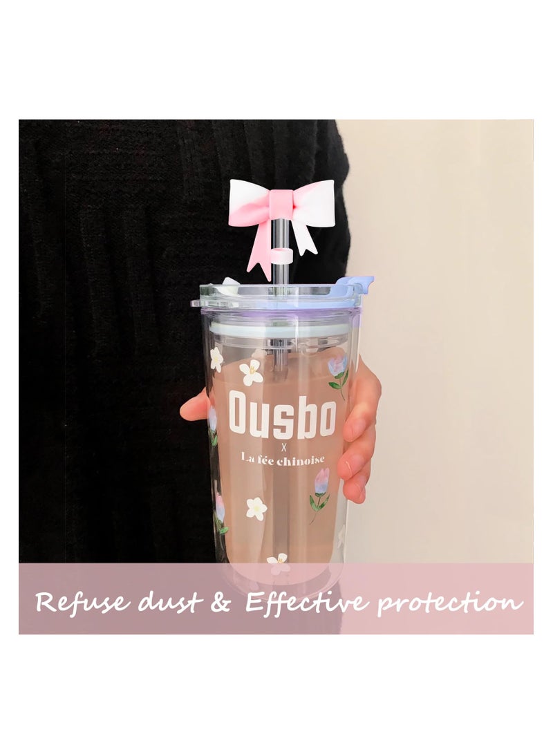 SYOSI أغطية قش جميلة على شكل ربطة عنق لأكواب ستانلي سعة 30/40 أونصة، أغطية قش سيليكون قابلة لإعادة الاستخدام، واقيات نصائح القش لأبعاد 10 مم، ملحقات مثالية لأكواب ستانلي الخاصة بك (7 قطع) - Image 3