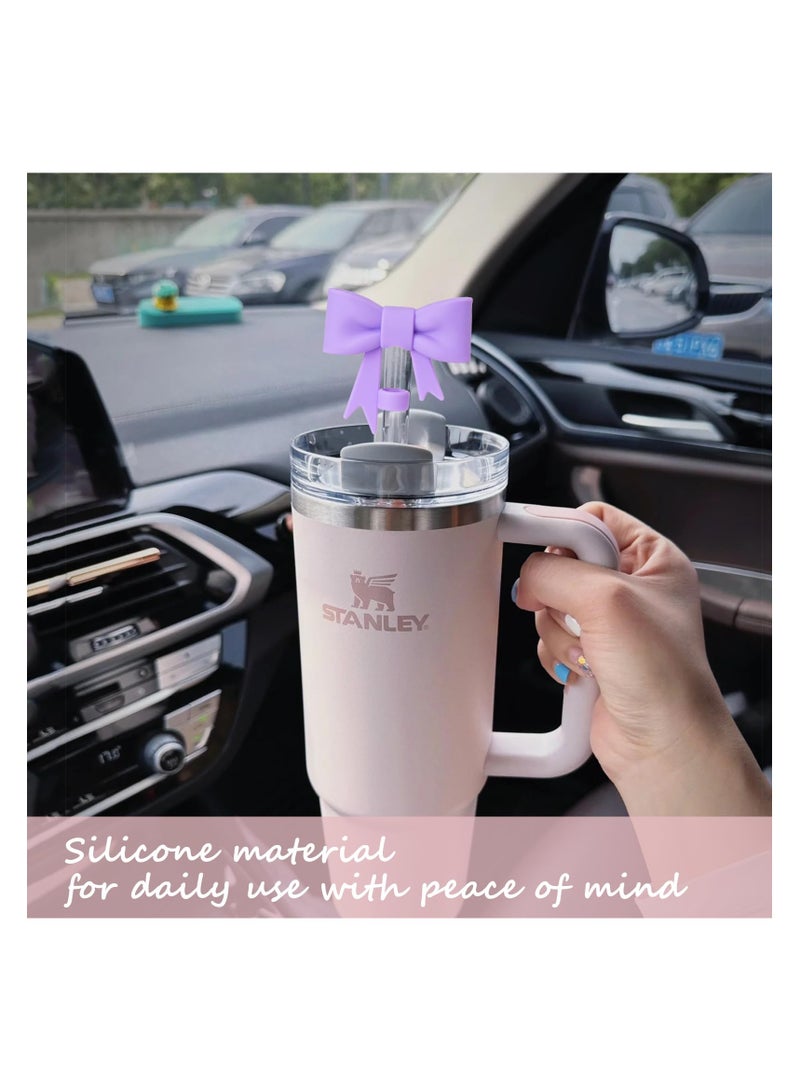 SYOSI أغطية قش جميلة على شكل ربطة عنق لأكواب ستانلي سعة 30/40 أونصة، أغطية قش سيليكون قابلة لإعادة الاستخدام، واقيات نصائح القش لأبعاد 10 مم، ملحقات مثالية لأكواب ستانلي الخاصة بك (7 قطع) - Image 4