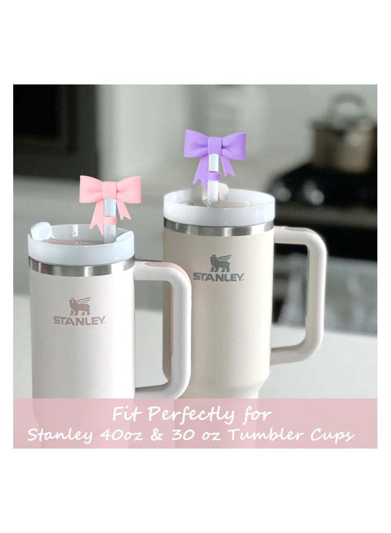 SYOSI أغطية قش جميلة على شكل ربطة عنق لأكواب ستانلي سعة 30/40 أونصة، أغطية قش سيليكون قابلة لإعادة الاستخدام، واقيات نصائح القش لأبعاد 10 مم، ملحقات مثالية لأكواب ستانلي الخاصة بك (7 قطع) - Image 5