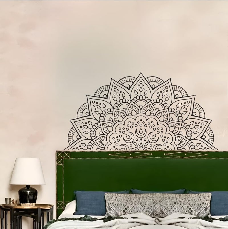 Monk Wish Mandala Wall Decal, 32 cm Half Design, Black and White Decorative Vinyl Sticker - Image 5