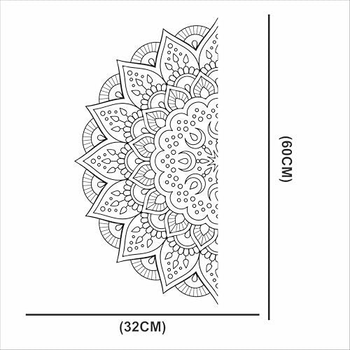 Monk Wish Mandala Wall Decal, 32 cm Half Design, Black and White Decorative Vinyl Sticker - Image 2