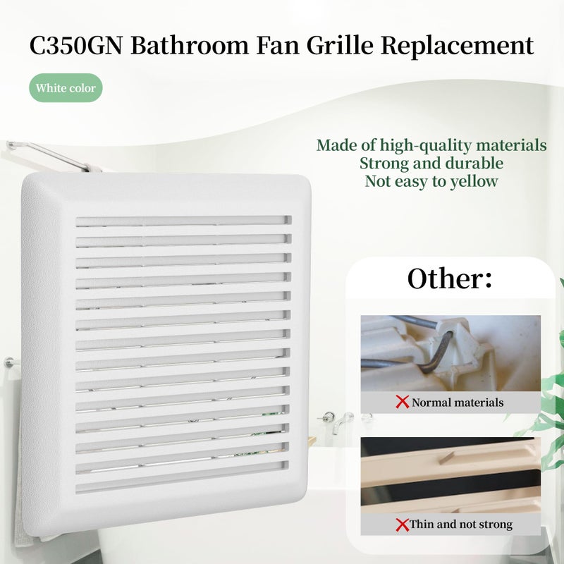 ZAITOE C350GN Bathroom Exhaust Fan Cover Replacement with Spring Compatible with Nu-tone 695 and 696N Ventilation Fans for Bathroom Vent Fan Cover Grille 8.75" x 9.125"(White) - Image 4