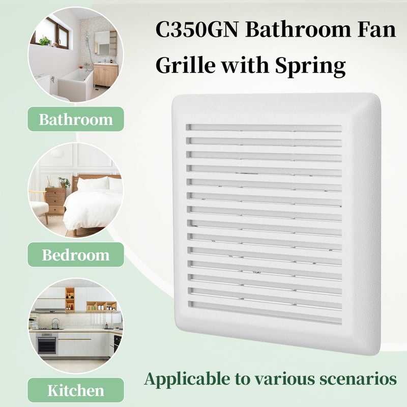 ZAITOE C350GN Bathroom Exhaust Fan Cover Replacement with Spring Compatible with Nu-tone 695 and 696N Ventilation Fans for Bathroom Vent Fan Cover Grille 8.75" x 9.125"(White) - Image 5