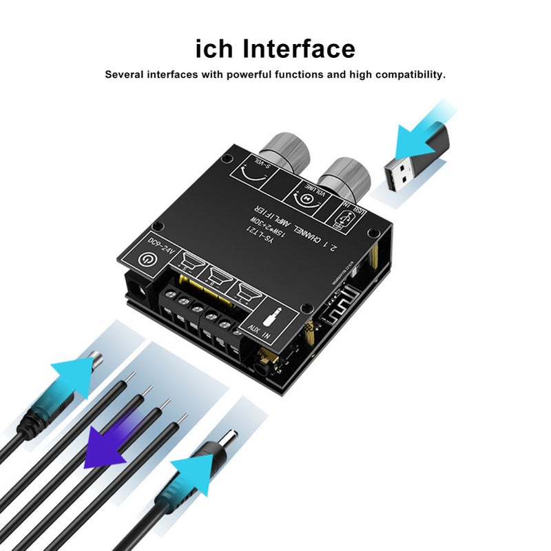 YS LT21 Bluetooth Audio Digital Amplifier Board Module 2.1 Channel 15W 15W 30W with Bass Channel - Image 4