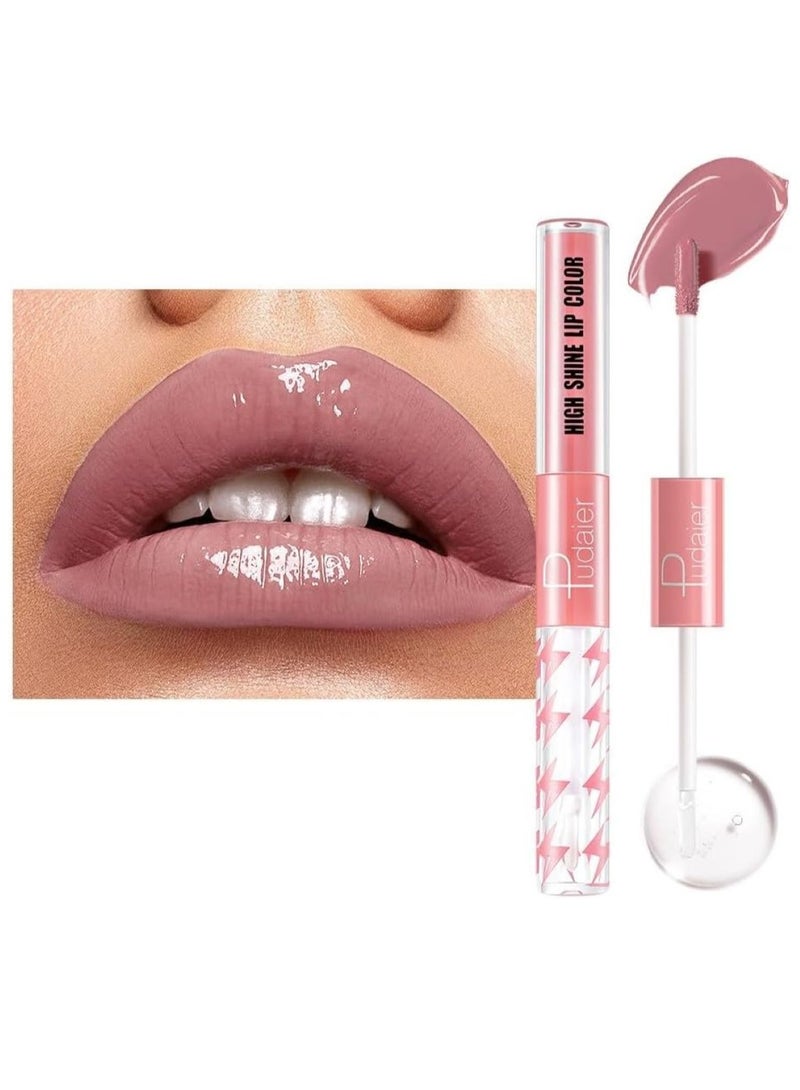 pudaier High Shine Lip Gloss with Clear Fixed Color Lip Oil, Up to 12 Hours Long Lasting Dual Ended Liquid Lipstick, Lightweight and Non Sticky, 2ml (05)  - Image 1