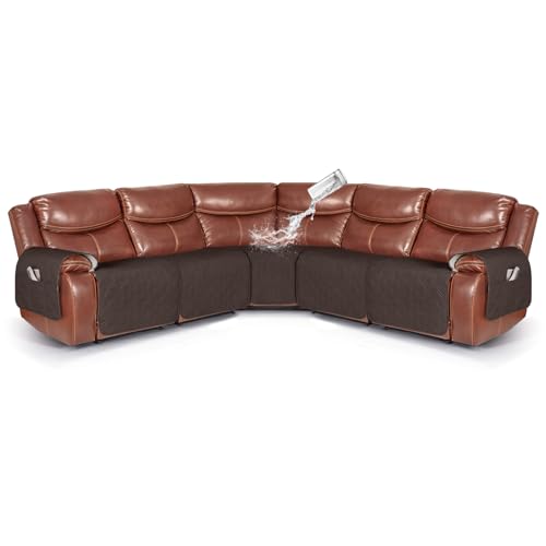 VANSOFY Extra Large Reclining Sectional Couch Covers, Waterproof 5-Piece Sofa Covers for L Shape Sectional Sofa Corner Seater Washable Slipcover for Pets, Dogs(5 Seat Recliner Cover, Chocolate) - Image 1