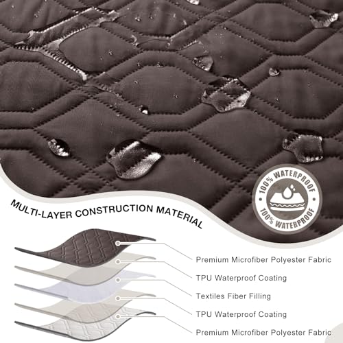 VANSOFY Extra Large Reclining Sectional Couch Covers, Waterproof 5-Piece Sofa Covers for L Shape Sectional Sofa Corner Seater Washable Slipcover for Pets, Dogs(5 Seat Recliner Cover, Chocolate) - Image 5
