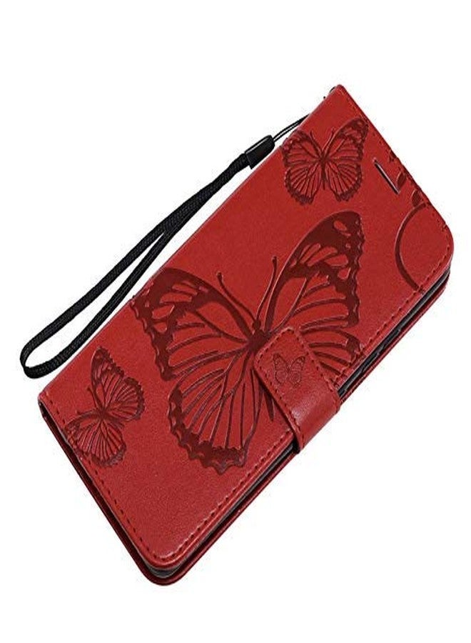 TELETEL Diva Series Butterfly Embossing Pu Leather Flip Wallet Case Cover with Card Holder | Magnetic Closure (Red) for Samsung Galaxy F62 - Image 4