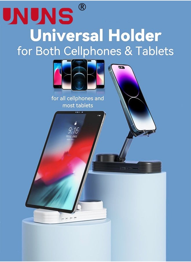 UNUNS - 2 IN 1 Phone Stand With Wireless Bluetooth Speaker,For iPhone/Samsung/iPad/Android,Anti-Slip Adjustable Tablet Holder With HD Sound,Portable Bluetooth Spe - Image 1