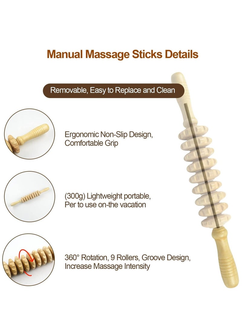 إسكدنيا 2 Pieces Wood Massage Tools, Anti Cellulite Maderoterapia Kit, Trigger Point Massager for Relief Full Body Muscle Pain - Image 5