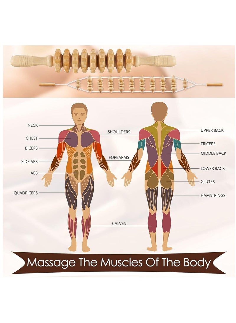 إسكدنيا 2 Pieces Wood Massage Tools, Anti Cellulite Maderoterapia Kit, Trigger Point Massager for Relief Full Body Muscle Pain - Image 3