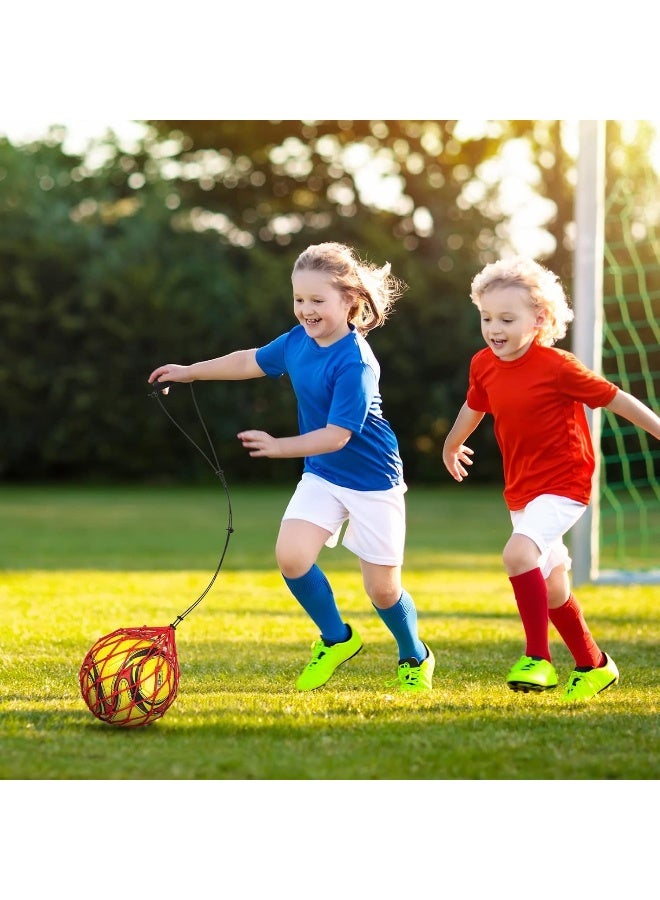 Civaner 2 Pcs Handle Solo Soccer Kick Trainer Soccer Ball Bungee Elastic Training Juggling Net Soccer Kick Net Soccer Training Equipment Accessories and Gear for Kids Adults (Fits Ball Size 3, 4, 5) (Red) - Image 1