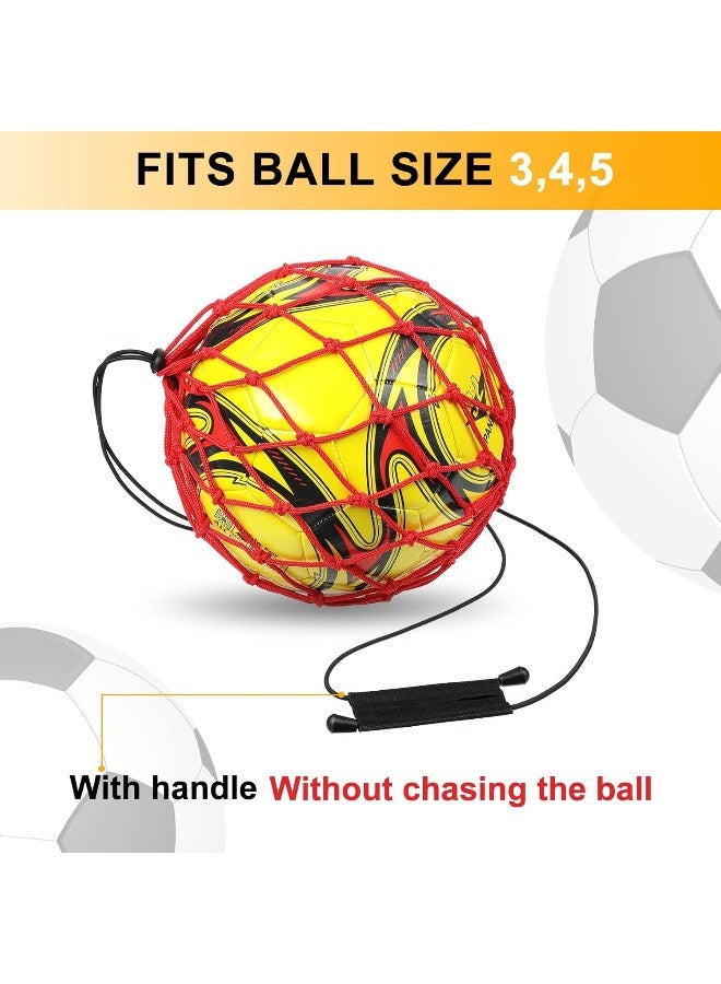 Civaner 2 Pcs Handle Solo Soccer Kick Trainer Soccer Ball Bungee Elastic Training Juggling Net Soccer Kick Net Soccer Training Equipment Accessories and Gear for Kids Adults (Fits Ball Size 3, 4, 5) (Red) - Image 2