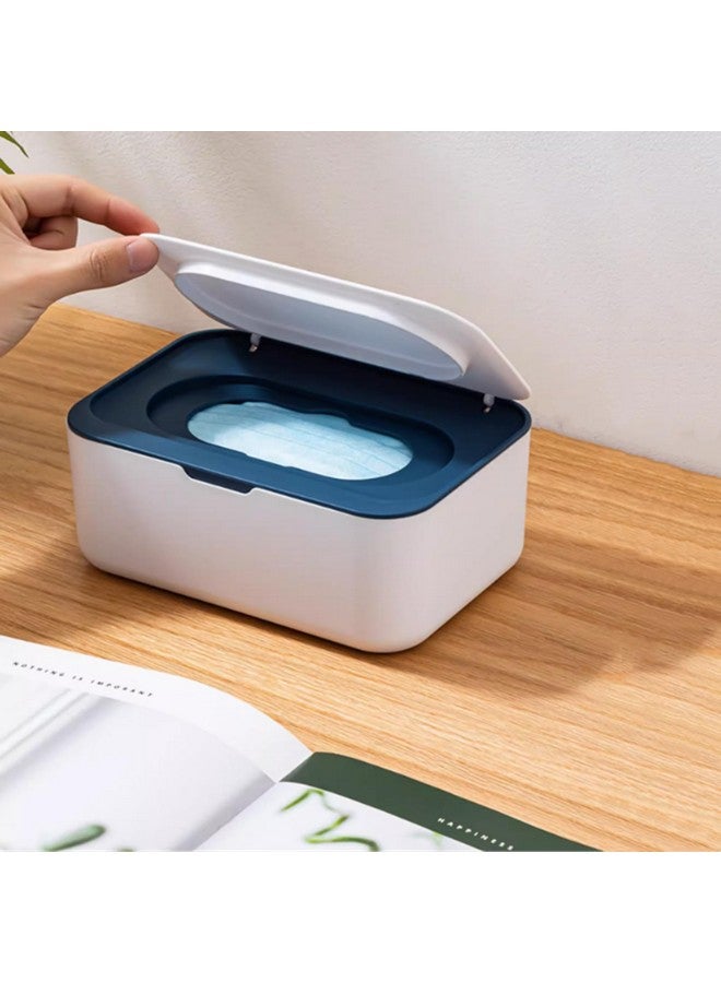 HFHungkeong Wipes Dispenser with 2Pcs Portable Refillable Wipe Holder,Reusable Large Wipe Holder Box Flushable Wipes Case Bathroom Wipes Container for Pet Nursery Kitchen Office Counter(White-Blue) - Image 4