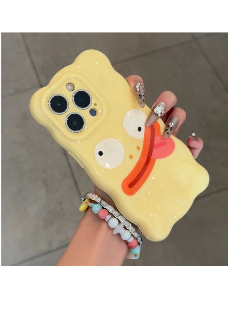 NIBEMINENT Funny And Humorous Emoticons Protective TPU Case Cover For IPhone 16 Pro, Yellow