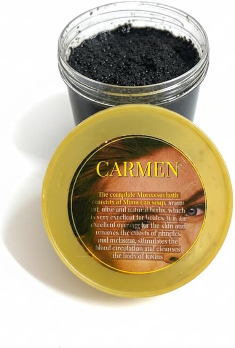 Carmen Original Moroccan Soap with 23 Natural Herbs Blend - Infused with Shea Butter, Jojoba & Licorice Oil for Instant Brightening & Deep Hydration - 100% Moroccan Handmade - 250g