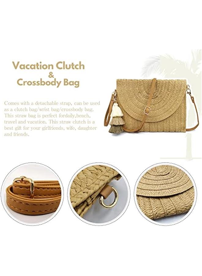Arabest Straw Clutch Purse Women Crossbody Bag Summer Beach Shoulder Bags Envelope Wallet Handbags - Image 5