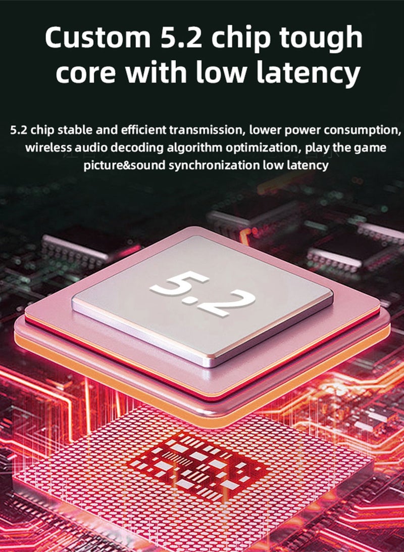 سيتا سماعات أذن لاسلكية بتقنية بلوتوث 5.2 TWS مع علبة شحن - صوت جهير عميق، وضع لعب منخفض الكمون، شحن سريع من النوع C، علبة بسعة 300 مللي أمبير/ساعة، سماعات أذن ستيريو - Image 2